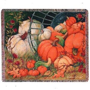 Pumpkin Garden Tapestry Woven Throw- 50" X 60”
